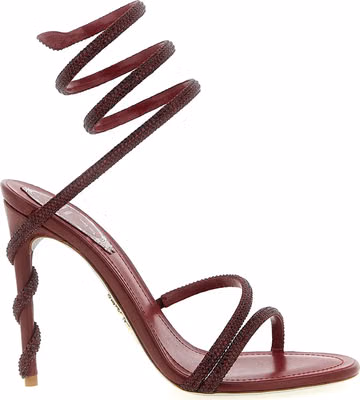 Bordeaux Viscose Stiletto Heel Sandals