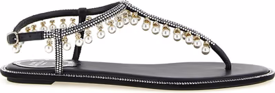 Bicolor Viscose Flat Sandals