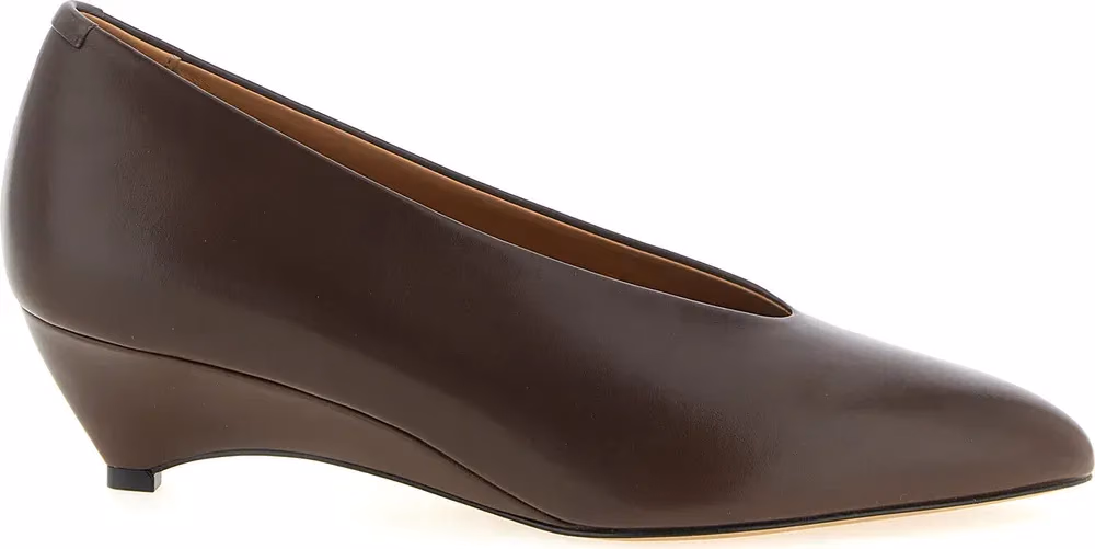 Jil Sander Brown Calfskin Mid Heel Pumps
