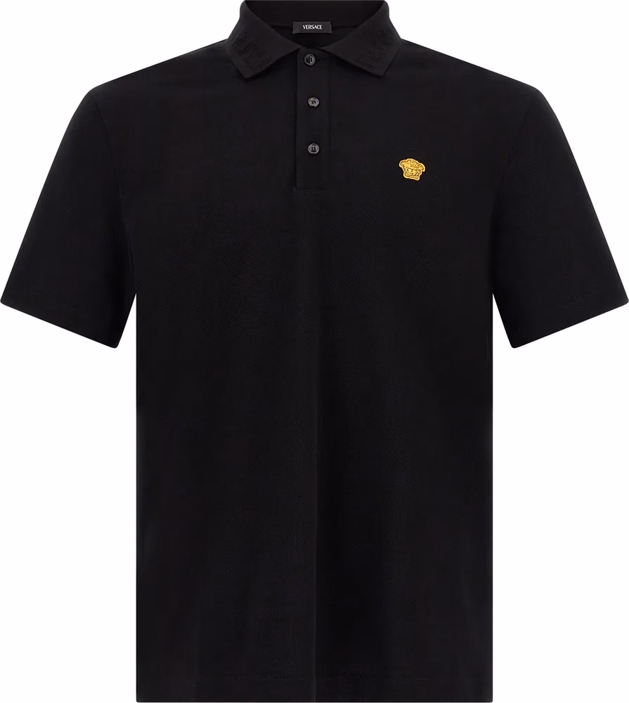 Versace Black Cotton Polo Shirt
