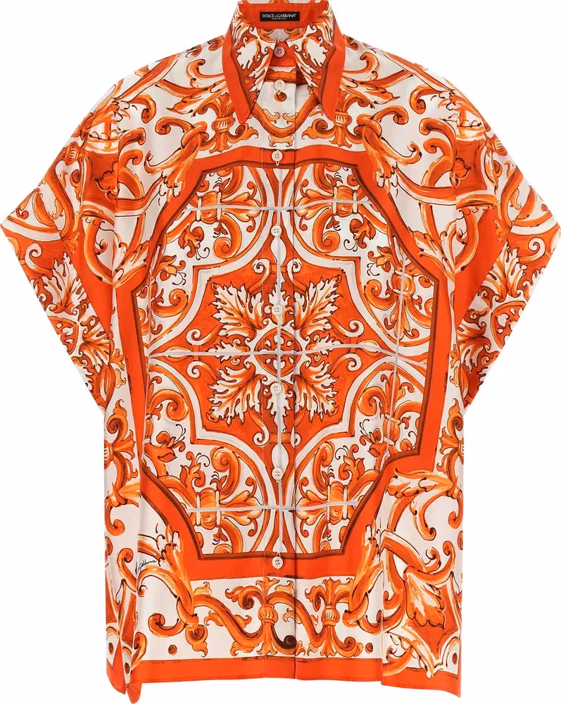 Dolce & Gabbana Orange Silk Blouse
