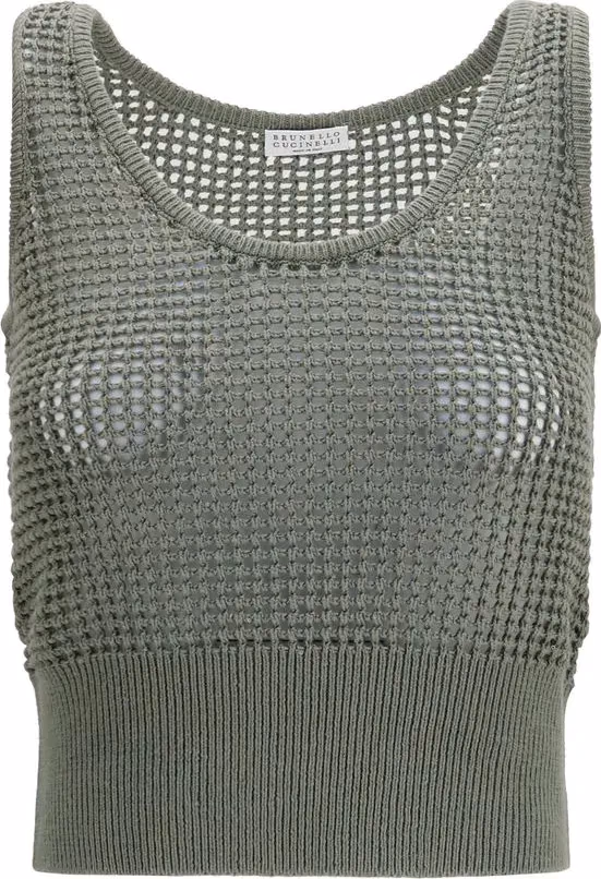 Brunello Cucinelli Bicolor Cotton Tank Tops