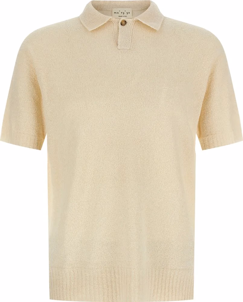MA'RY'YA Beige Cotton Polo Shirt