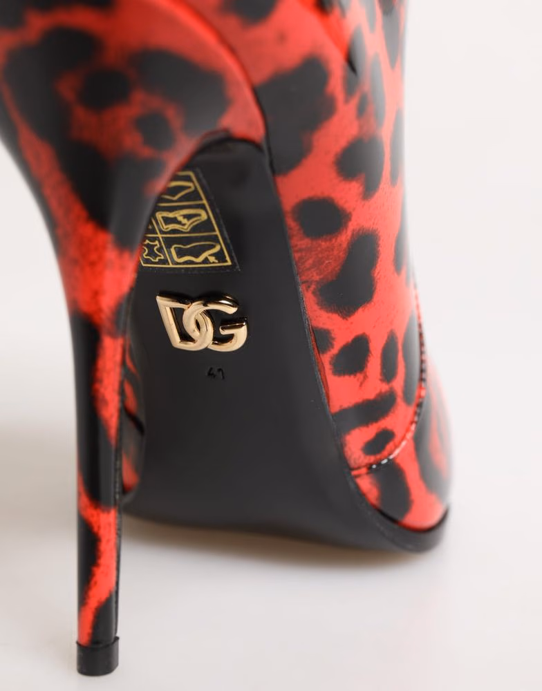 Dolce & Gabbana Red Leopard Cardinale Ankle Boots Shoes