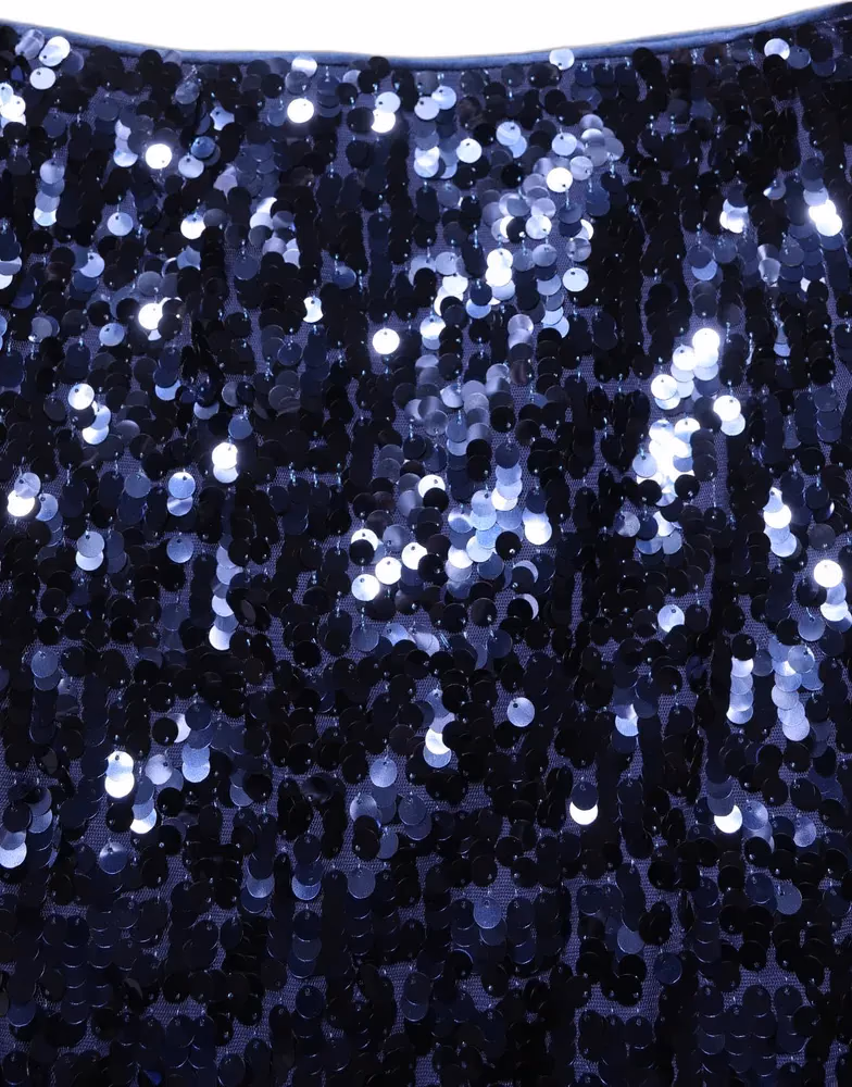 Dolce & Gabbana Blue Sequin High Waist PencilCut Midi Skirt