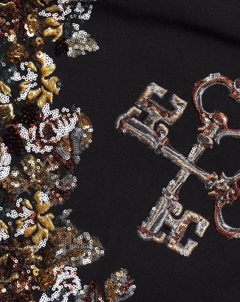 Dolce & Gabbana Black Floral Embellished A-line Mini Skirt