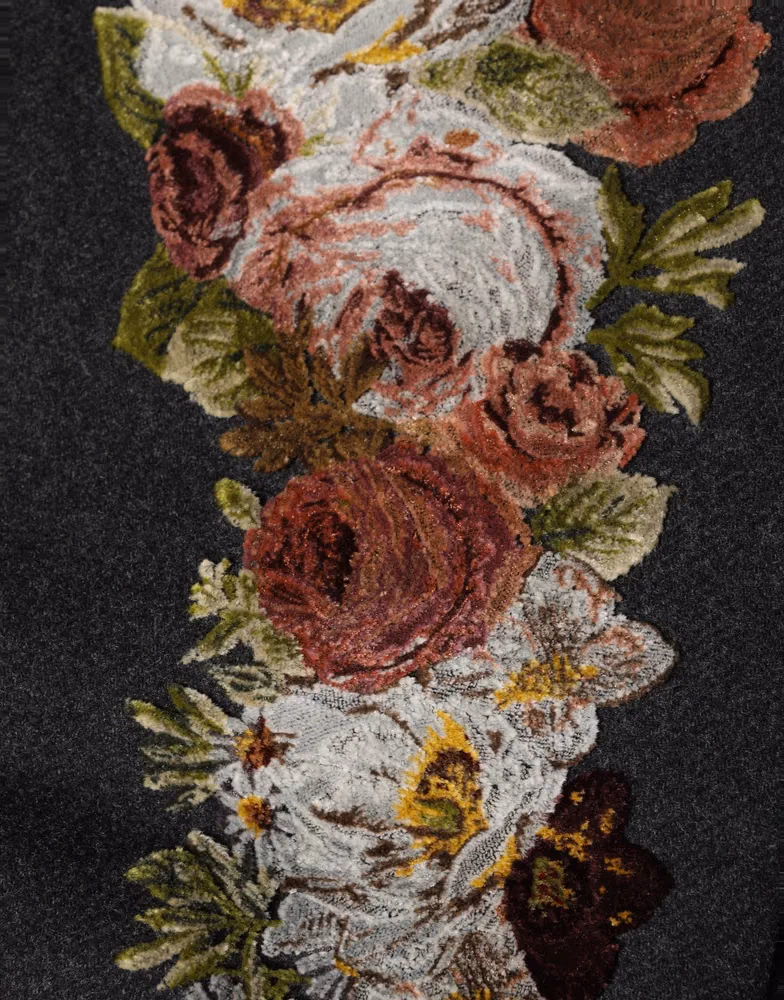 Dolce & Gabbana Black Floral Macramé High Waist A-line Skirt