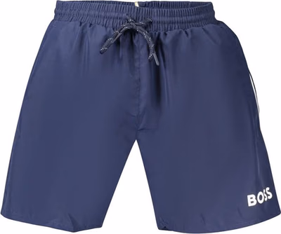 Blue Polyester Men's Swimwear