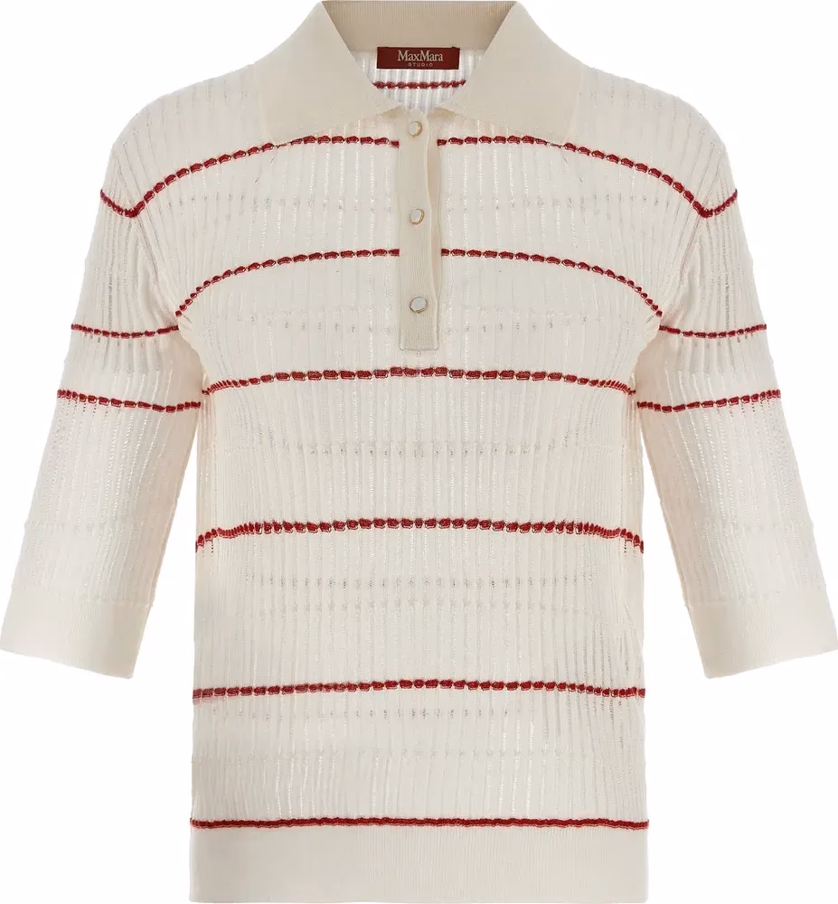 Max Mara White Silk Polo Shirt