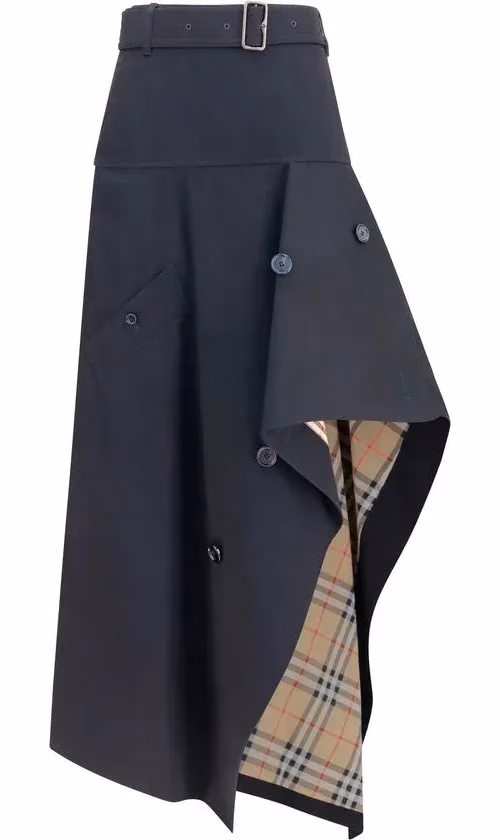 Burberry Black Cotton Long Skirt