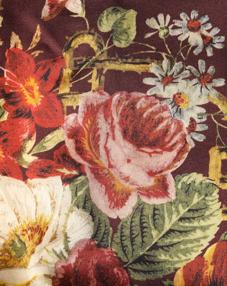 Dolce & Gabbana Burgundy Floral HighWaist A-line Mini Skirt