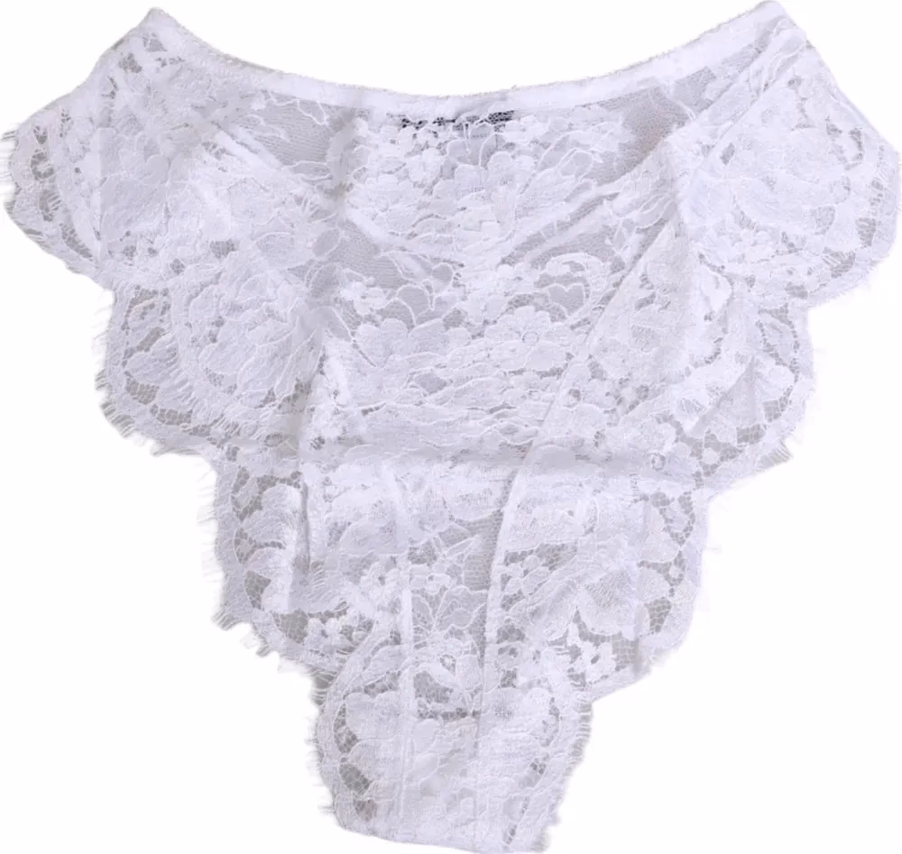 Dolce & Gabbana White Floral Lace Low Rise Panty Underwear