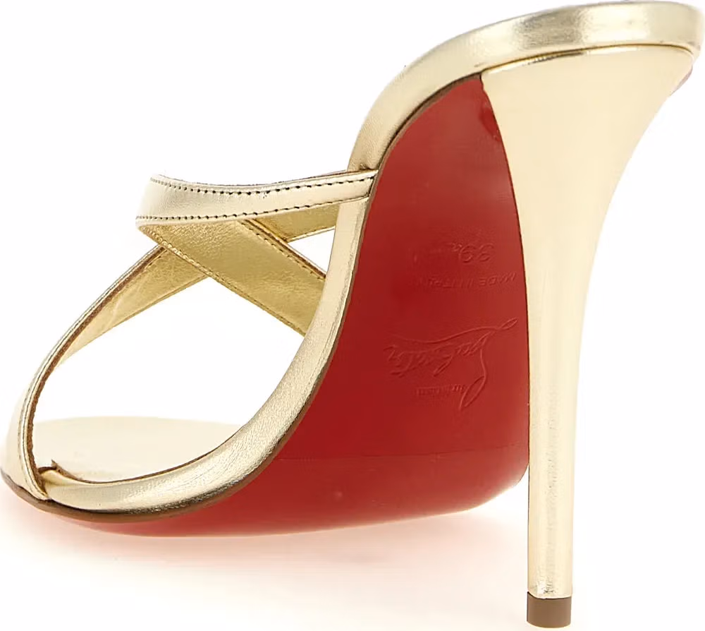 Christian Louboutin Gold Lambskin Stiletto Heel Sandals