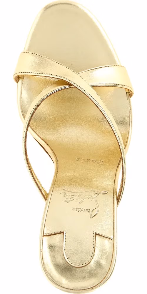 Christian Louboutin Gold Lambskin Stiletto Heel Sandals