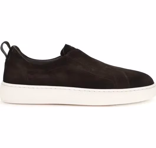 Santoni Brown Calf Leather Bos Taurus Sneakers