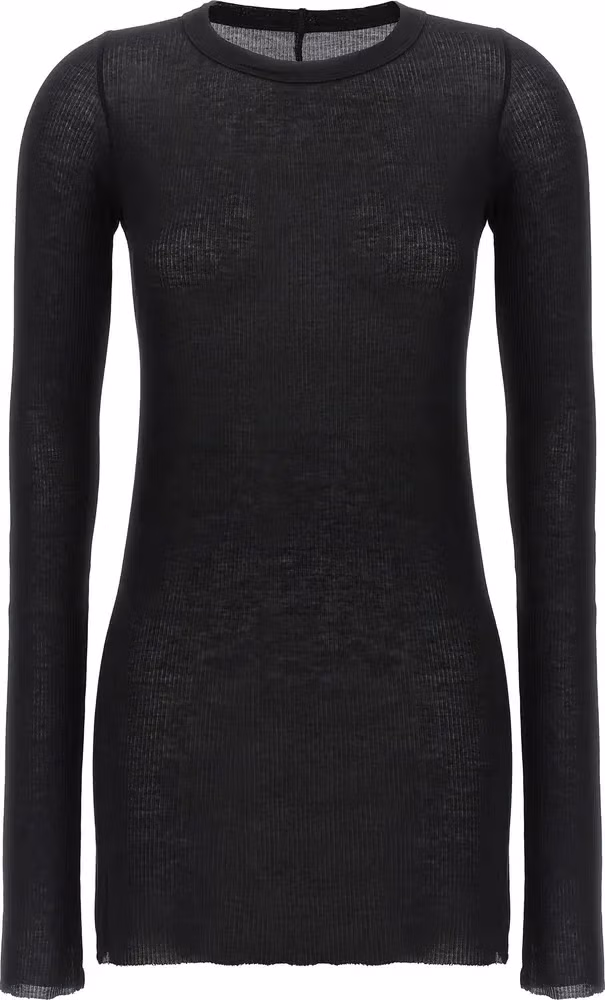 Rick Owens Black Viscose Long Sleeve T-Shirt