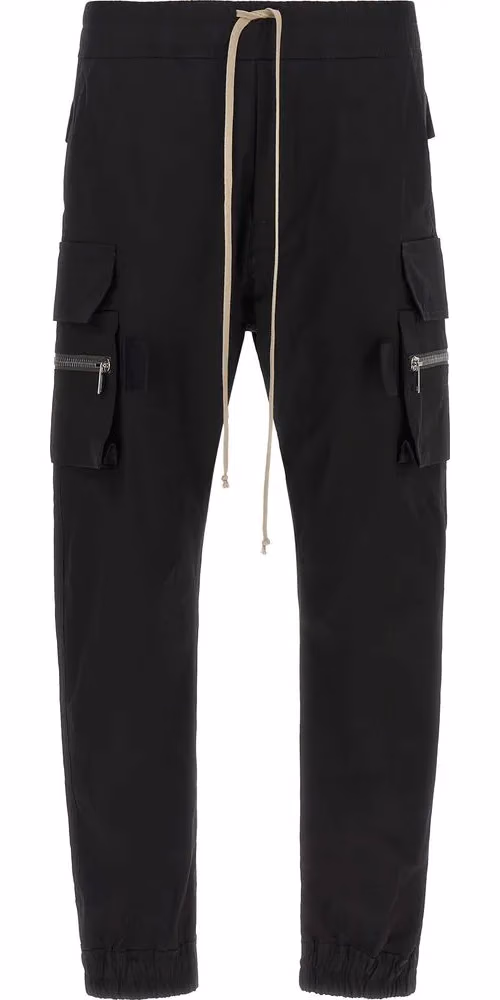 Rick Owens Black Cotton Cargo Pants