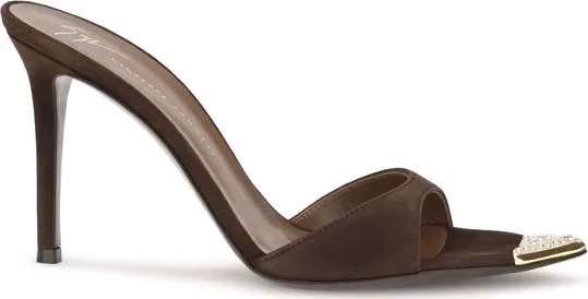 Giuseppe Zanotti Brown Calf Leather Bos Taurus Stiletto Heel Sandals
