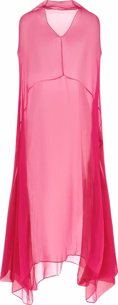 Dries Van Noten Fuchsia Silk Midi Dress