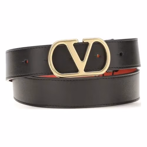 Valentino Garavani Black Calf Leather Bos Taurus Regular Belt
