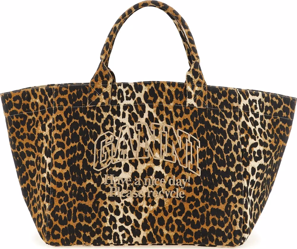 Ganni Brown Recycled Cotton Tote Bag