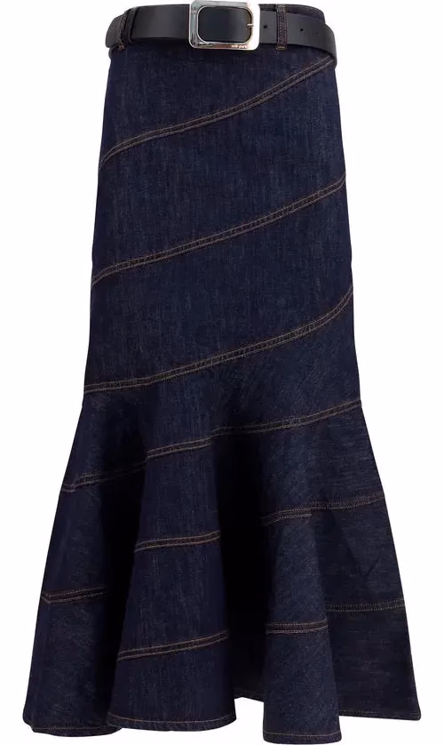 Self-Portrait Blue Denim Skirt