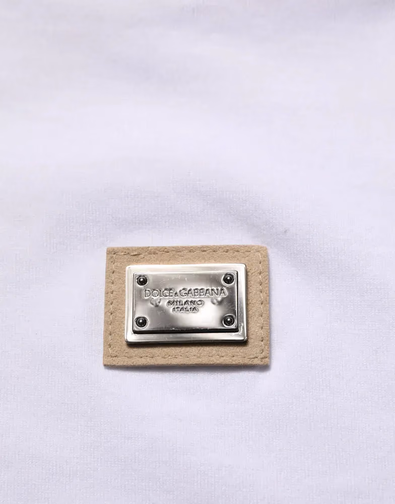 Dolce & Gabbana White Cotton Logo Plaque Crew Neck T-shirt