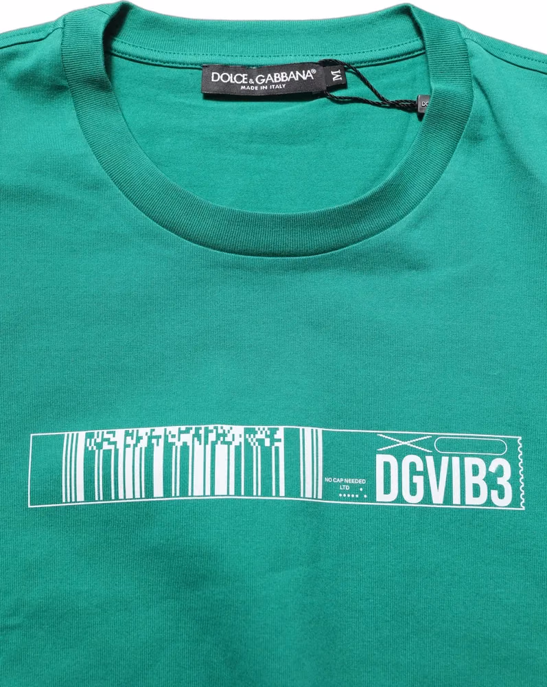 Dolce & Gabbana Green Cotton DGVIB3 Print Crew Neck T-shirt