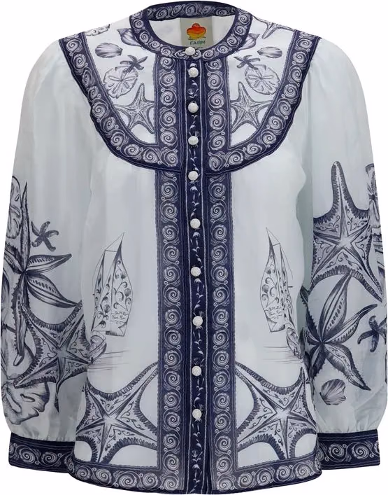 FARM RIO White Ramie Blouse