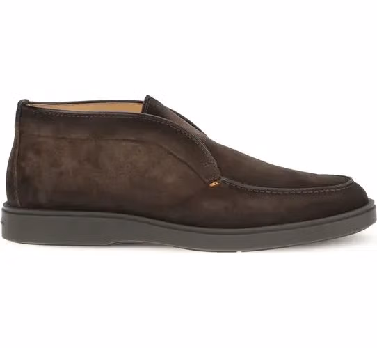 Santoni Brown Calf Leather Bos Taurus Ankle Boots