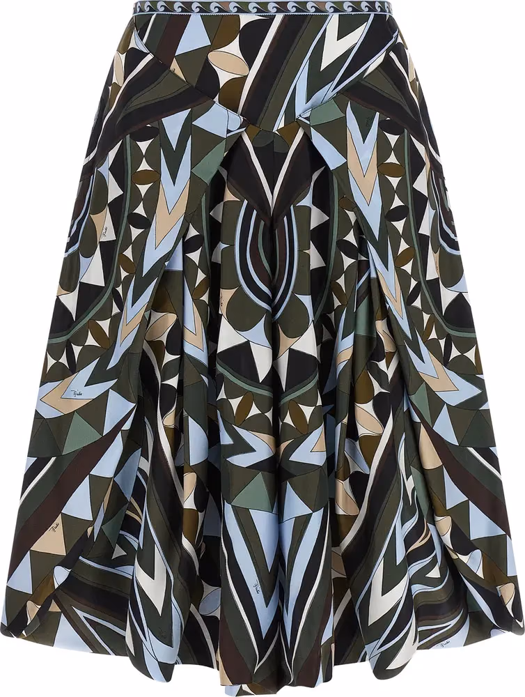 Emilio Pucci Multicolor Silk Midi Skirt