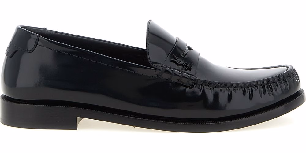 Saint Laurent Black Calfskin Slip-On Loafers