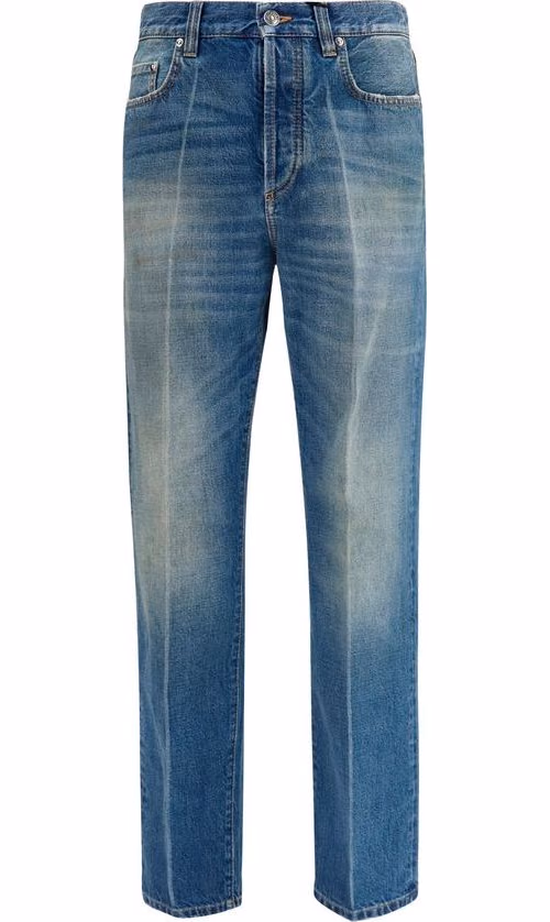 Versace Blue Cotton Straight-Leg Jeans