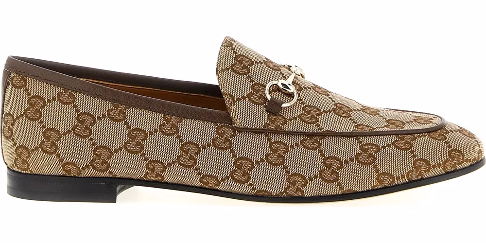 Gucci Beige Polyester Slip-On Loafers