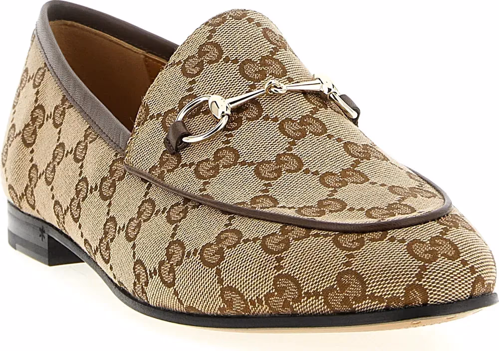 Gucci Beige Polyester Slip-On Loafers