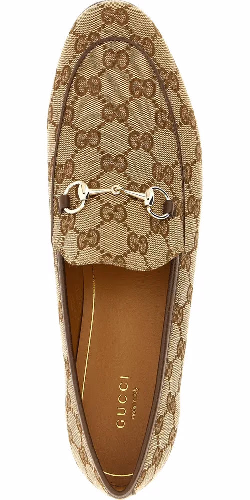 Gucci Beige Polyester Slip-On Loafers