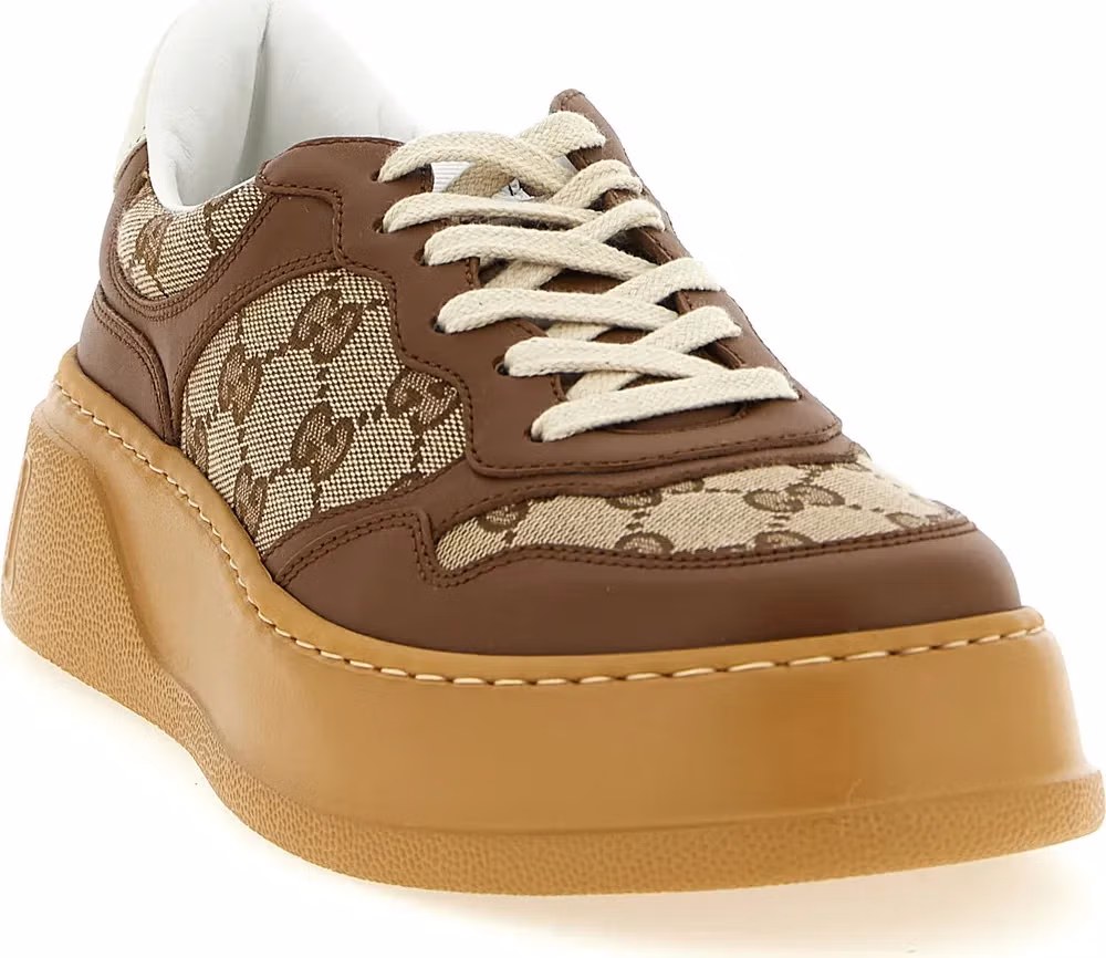 Gucci Brown Calfskin Chunky Sneakers