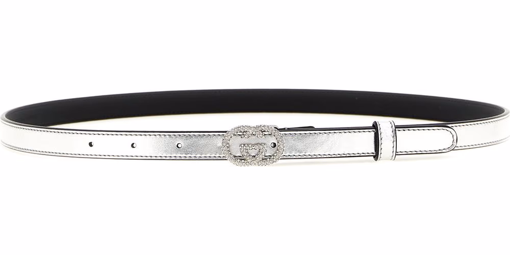 Gucci Silver Calfskin Thin Belt