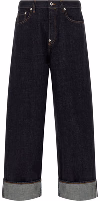 Blue Cotton Straight-Leg Jeans