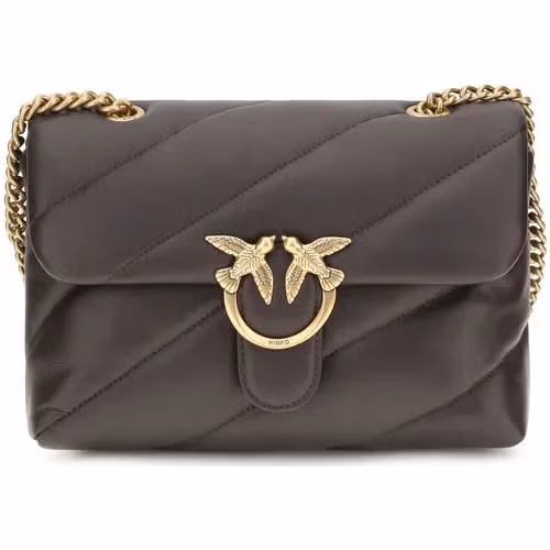 PINKO Brown Calf Leather Bos Taurus Shoulder Bag