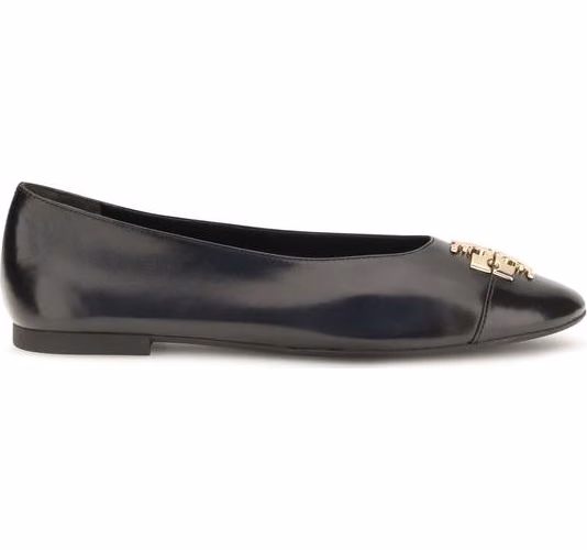 Tory Burch Black Calf Leather Bos Taurus Ballet Flats