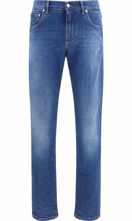 Dolce & Gabbana Blue Cotton Slim Fit Jeans
