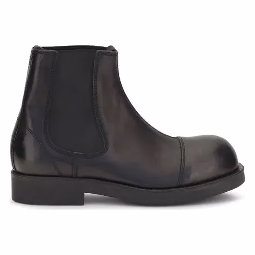 MM6 Black Calf Leather Bos Taurus Chelsea Boots