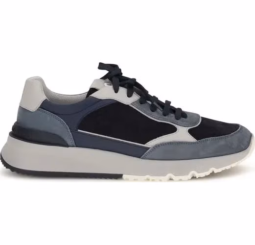 Brunello Cucinelli Blue Calf Leather Bos Taurus Athletic Sneakers
