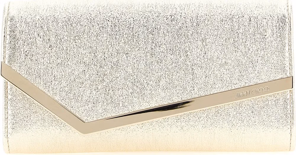 Jimmy Choo Gold Lamb Leather Clutch Bag