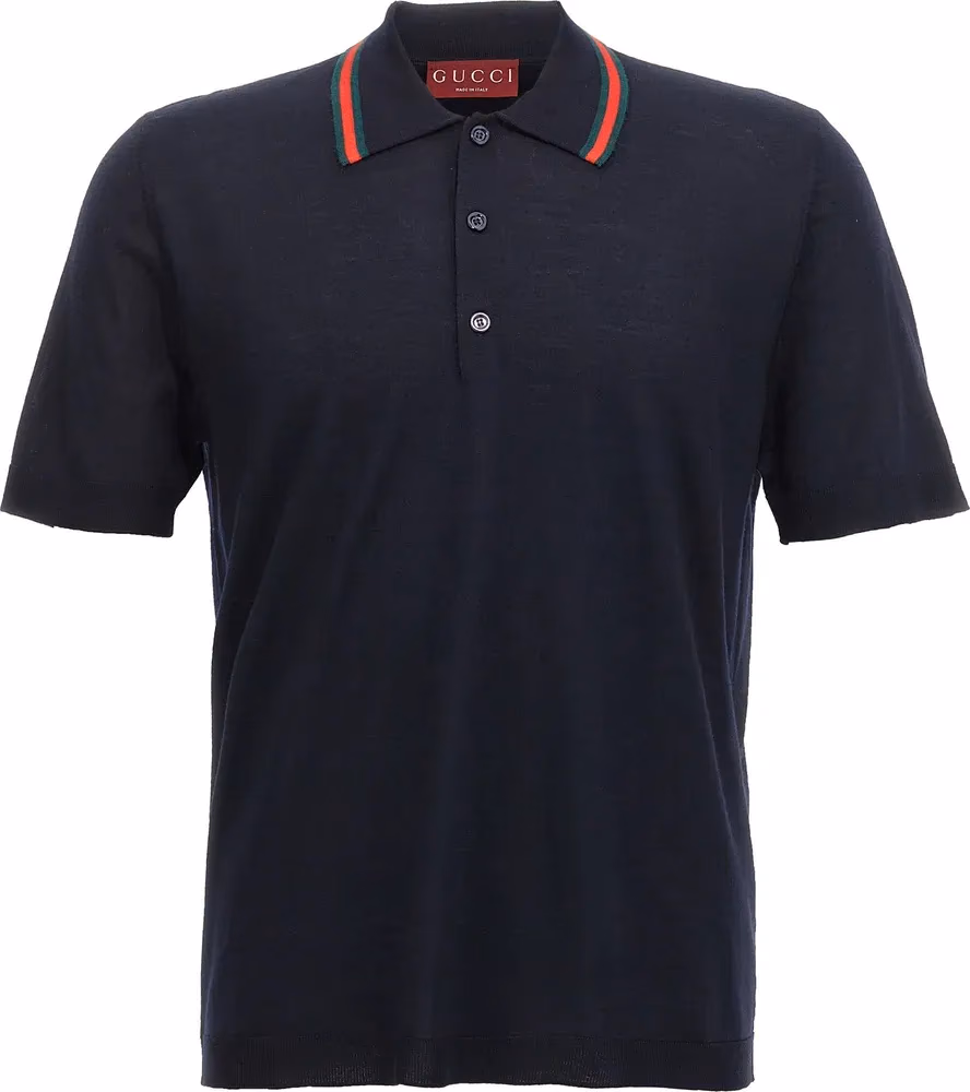 Gucci Blue Wool Polo Shirt
