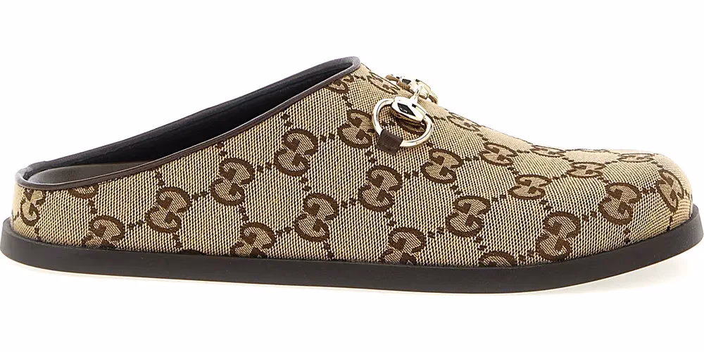 Gucci Beige Cotton Mules