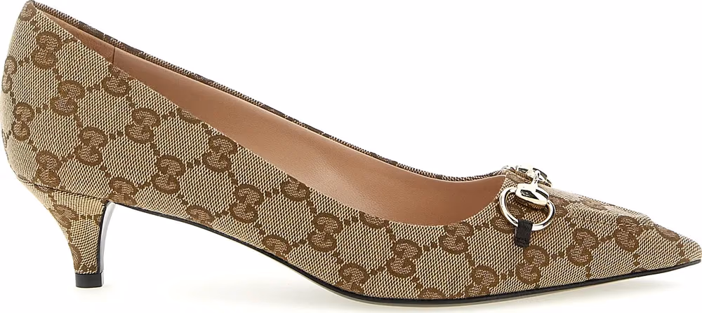 Gucci Beige Polyester Mid Heel Pumps