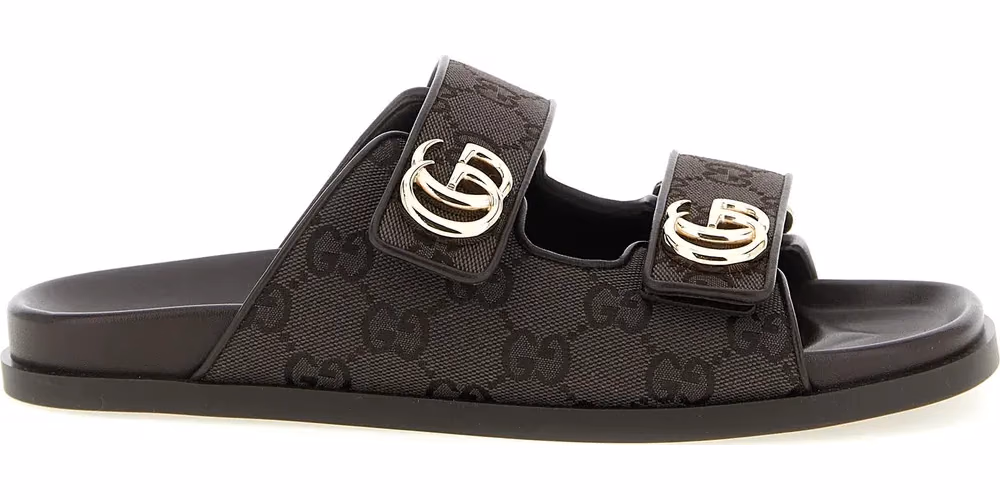 Gucci Brown Cotton Slides