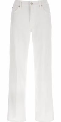 White Cotton Straight-Leg Jeans